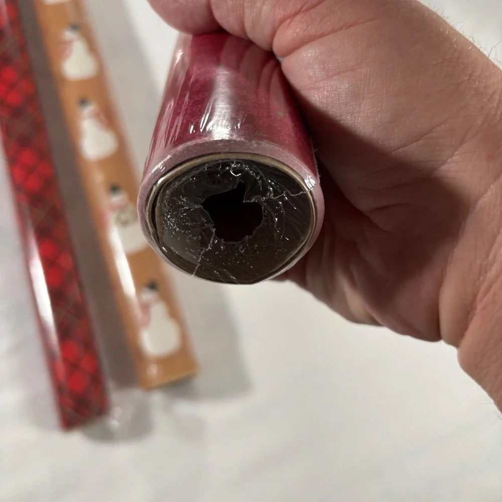 Hallmark Sleigh Hill Gift Wrap Bundle 4 Rolls Red Plaid Snowman New Heavyweight